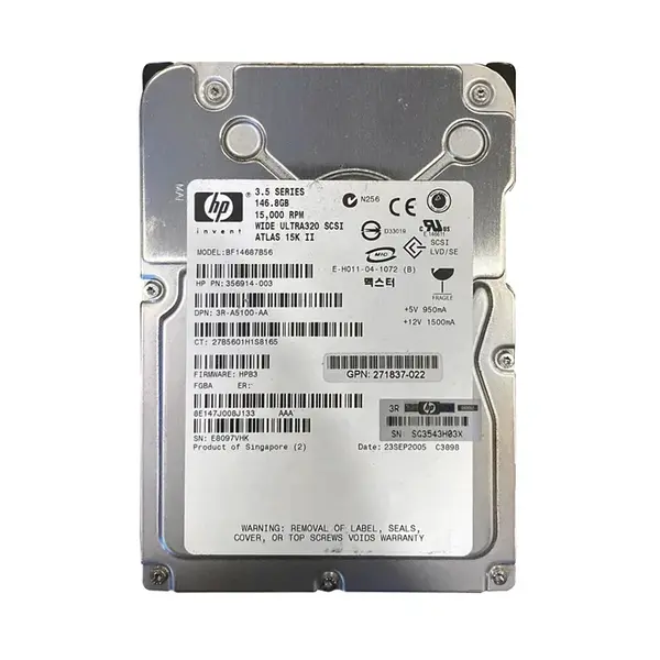 356914-003 HP 146GB Ultra-320 SCSI 15000 3.5-inch 8MB Hard Drive