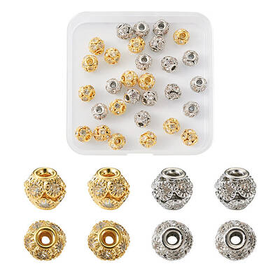 30 Pcs 2 Colors Brass Beads