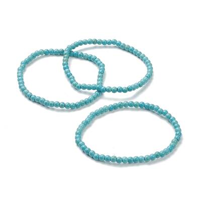 Synthetic Turquoise Beaded Stretch Bracelets