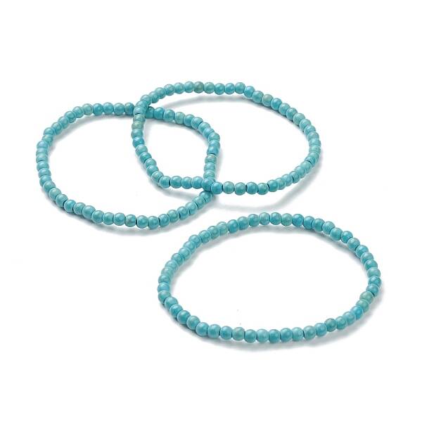 Synthetic Turquoise Beaded Stretch Bracelets