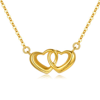 18K Gold Personalized Engraving & Heart With Heart Necklace