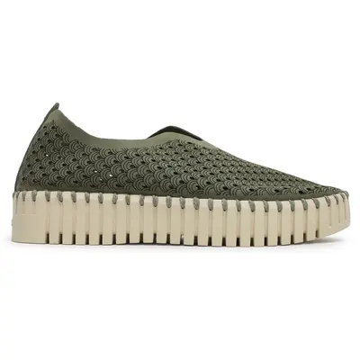Ilse Jacobsen Tulip 3373 Textile Women's Slip On Shoes - Army - Size:US 10 Women