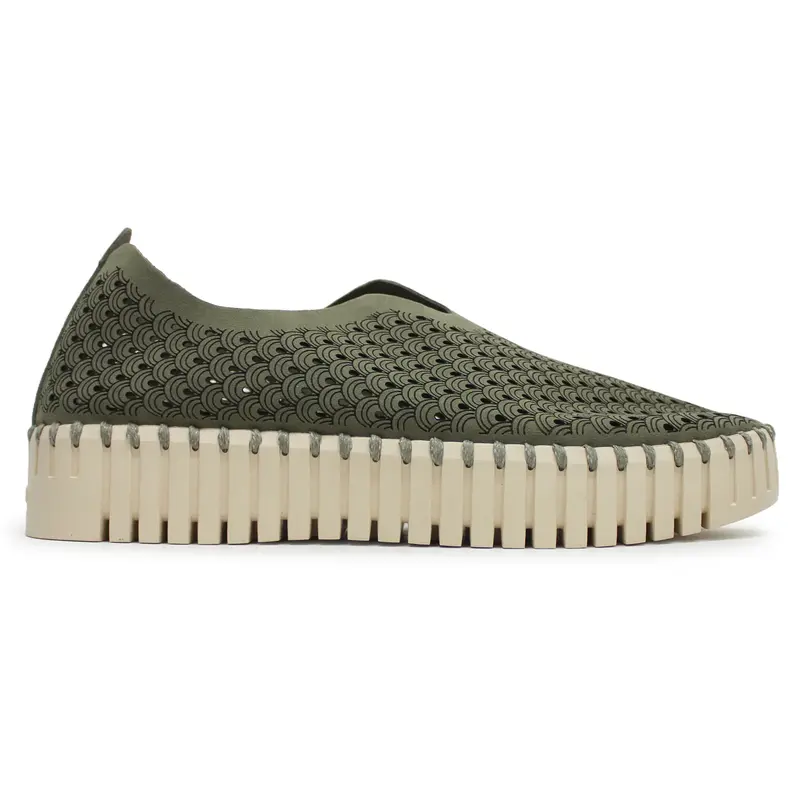 Ilse Jacobsen Tulip 3373 Textile Women's Slip On Shoes - Army - Size:US 10 Women