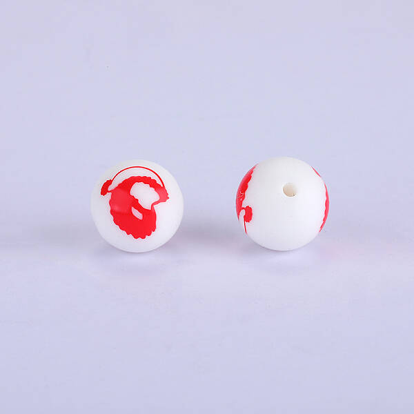 Printed Round Silicone Focal Beads