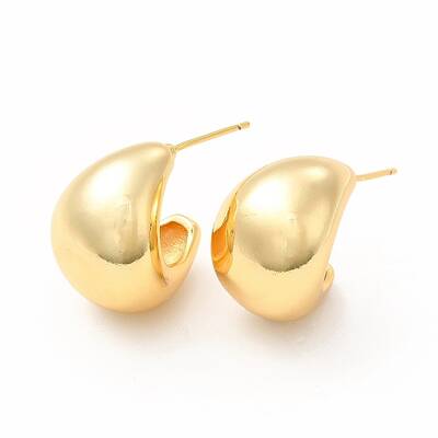 Rack Plating Brass Curved Dome Stud Earrings for Women