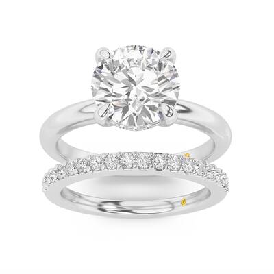 Fez Lab Grown Round Diamond Engagement Ring with the Orion Wedding Band | 10K White Gold 2 1/3 ct. tw.