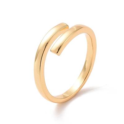 Brass Simple Line Wrap Open Cuff Ring for Women