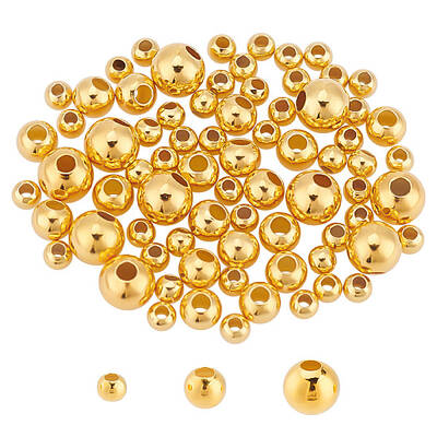 80Pcs 3 Styles Round 925 Sterling Silver Spacer Beads