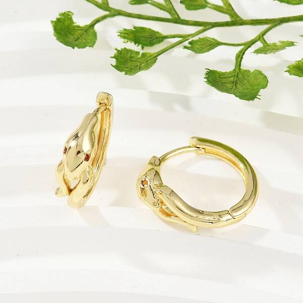 Snake Brass Micro Pave Cubic Zirconia Hoop Earrings