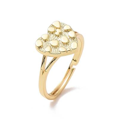 Brass Heart Adjustable Ring for Valentine's Day