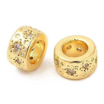 Brass Micro Pave Cubic Zirconia European Beads