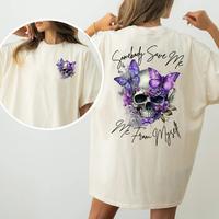 Vintage Flower Purple with Skull Comfort Colors 2 Sides Shirt, Country Music Shirt, Floral Summer Outfits, Gifts for Music Lo...