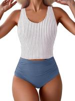 Eomenie Two Piece Tankini Swimsuits for Women Tummy Control Bathing Suits Cutout Back Swim Tank Top with High Waisted Bottom ...