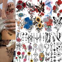 34 Sheets 3D Temporary Tattoos, Butterfly Rose Flower Watercolor Floral Fake Tattoos for Women Adults, Arm Sleeve, Thigh, Fin...