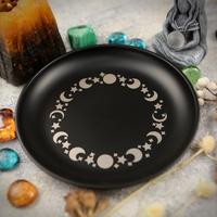 Stainless Steel Altar Pentagram Plate, 1 Count Pagan Ritual Incense Candle Holder with Parchment, Decorative Meditation Tray ...