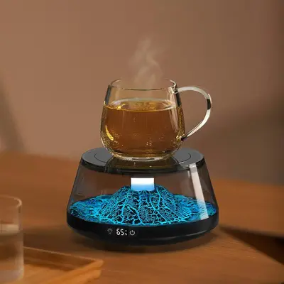 Smart Volcano Design Coffee Cup Warmer, 4 Modes Temperature Adjustable Cup Warmer, Household Cup Heater for Home Office Use
