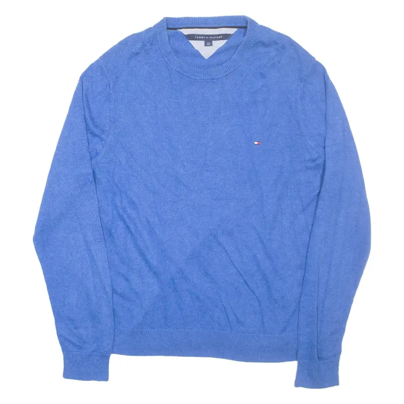 TOMMY HILFIGER Mens Jumper Blue Tight Knit L