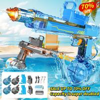 Upgraded LED Electric Water Blaster: 2 Drums/2 Batteries, 35ft Range, IP67 – Summer/Pool Party Gift for All Ages! Water Pis...
