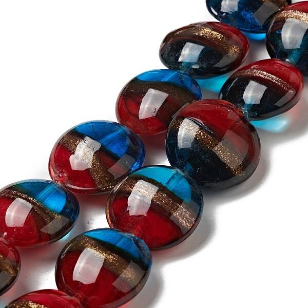 Handmade Gold Sand Lampwork Beads Strands
