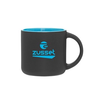 48 Promotional 14 oz Minolo Mug - Matte Black - Sky Blue - Ceramic ...