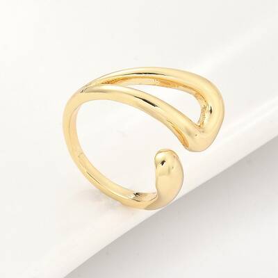 Rack Plating Brass Hollow Teardrop Open Cuff Rings