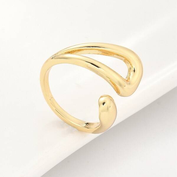 Rack Plating Brass Hollow Teardrop Open Cuff Rings