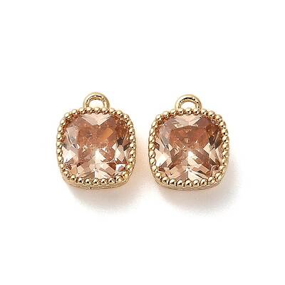 Brass Micro Pave Clear Cubic Zirconia Charms