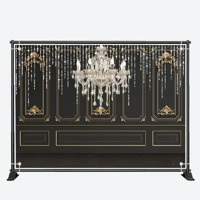 Crystal Lamp And Black Retro Wall Photo Backdrop - Aperturee