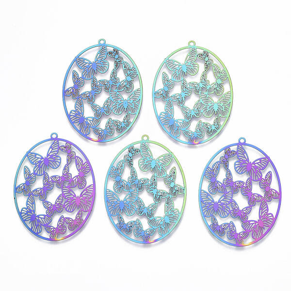 Ion Plating(IP) 201 Stainless Steel Filigree Pendants