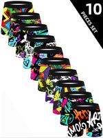 Men's Graffiti Print Boxer Brief, Breathable Comfy Underwear for Daily Wear, Casual Men's Underwear for All Seasons, Street S...