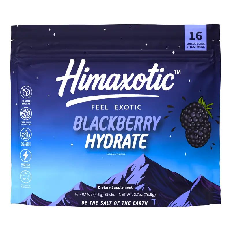 Himaxotic Blackberry Hydrate - Zero Sugar Electrolyte Powder for Brain Fog Gut Health & Clean Energy - All Natural Razzleberr...