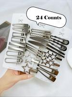 24pcs Fashion Hollow out Star Design Hair Clips, Casual Versatile Hair Accessories for Women & Girls, All-match Alligator Hai...