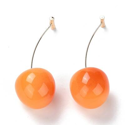 Lifelike Cherry Resin Dangle Stud Earrings