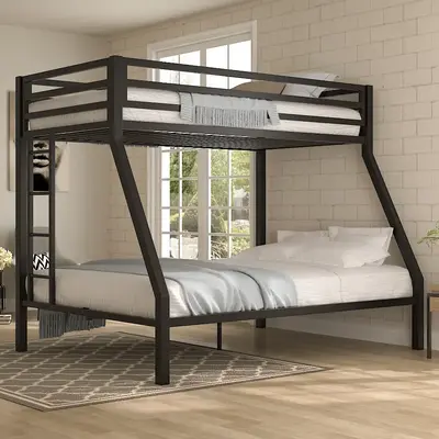 MUTICOR Metal Bunk Bed Twin Over Full Size, 【Frame Only No Mattress】Heavy Duty Sturdy Frame with 12\