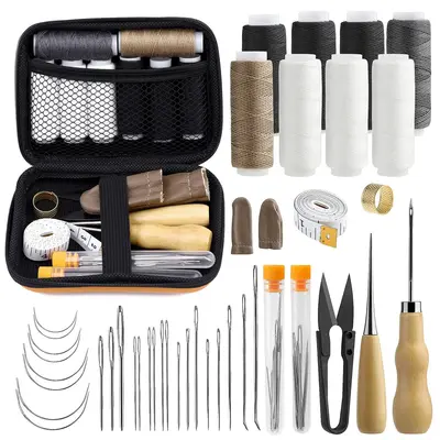 Leather Sewing Kit, 1 Set Leather Sewing Repair Kit, DIY Leather Sewing Tool Kit for Home Use