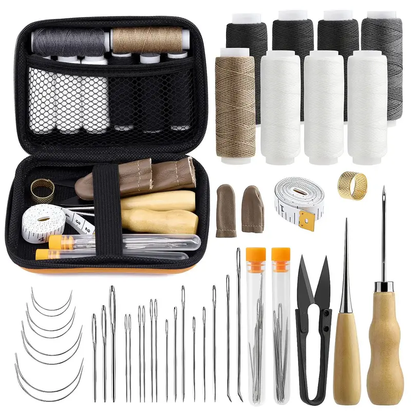 Leather Sewing Kit, 1 Set Leather Sewing Repair Kit, DIY Leather Sewing Tool Kit for Home Use