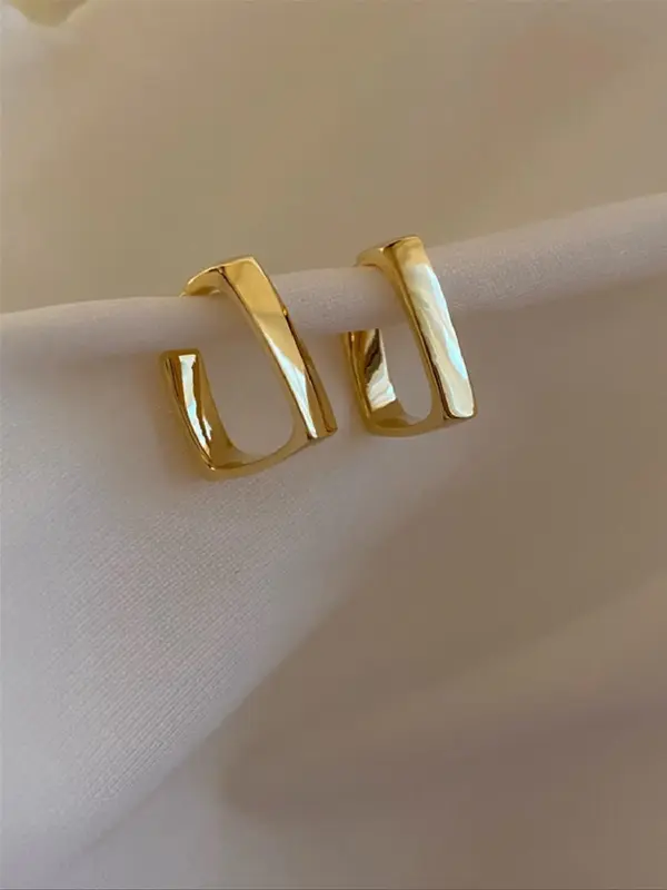 Summer 2024 Geometric Square Design Stud Earrings, Simple Casual Earrings for Women, Elegant  Fashion Accessories for Decorat...