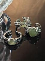 Imitation Jade Design Cuff Ring, Adjustable Open Ring, Fashion Jewelry for Party, Daily Clothing Decor, Trendy All-match & Ex...