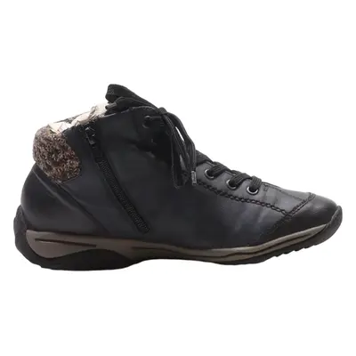 RIEKER High Top Trainers Black Leather Womens UK 6