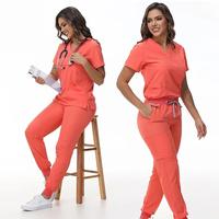 Brand new surgical suit medical uniform stretch top with pocket pants nurse suit doctor surgical overalls scrubs women Casual...