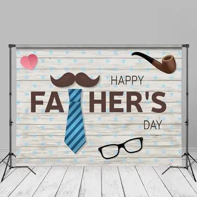 Pipe Tie Beard Stars Fathers Day Picture Backdrop - Aperturee