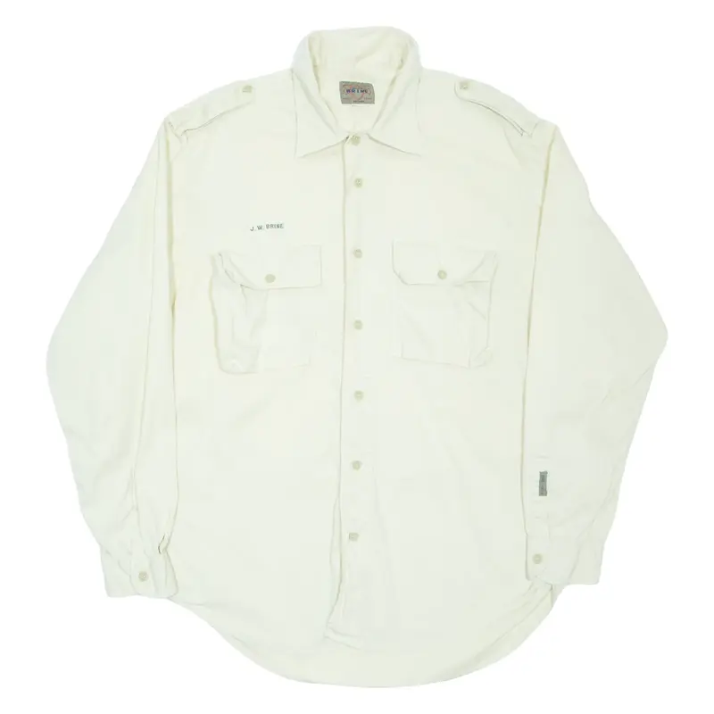 JAMES W BRINE Mens Plain Shirt Cream Long Sleeve XL