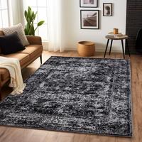 Washable Vintage Faux Wool Throw Bedroom Rug, 0.3 In Low Pile & Non-Slip Indoor Floor Carpet For Home Office, Kids Room, Beds...