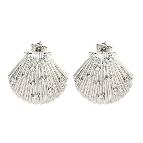 Rack Plating Brass Micro Pave Cubic Zirconia Stud Earring