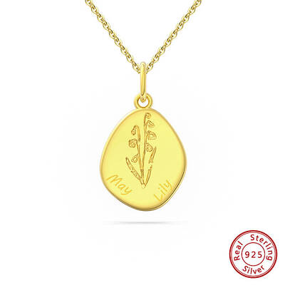 Birth Flower Style 925 Sterling Silver Pendant Necklaces