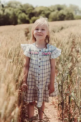 Carlina girl dress - Blue River Checks | Size: 4 years