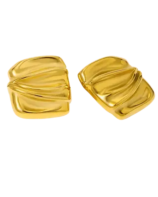 18K Gold Stud Earrings - Textured