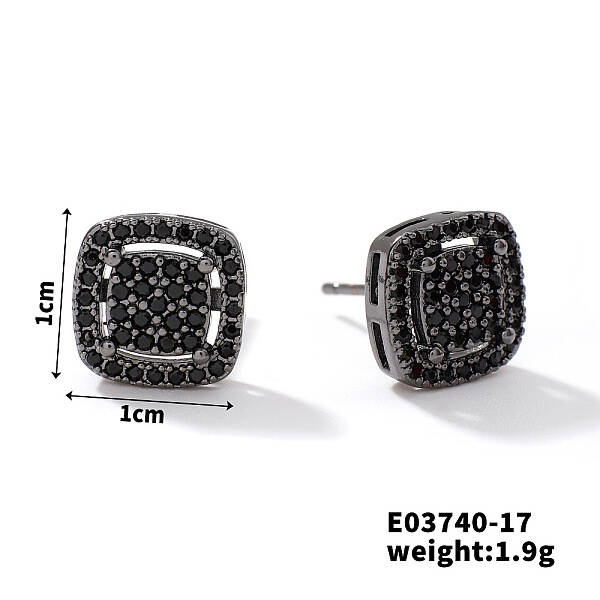 Chic Brass Cubic Zirconia Stud Earrings