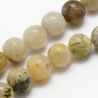 Natural Bamboo Leaf Agate Beads Strands