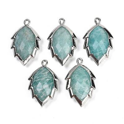 Natural Amazonite Faceted Leaf Pendants